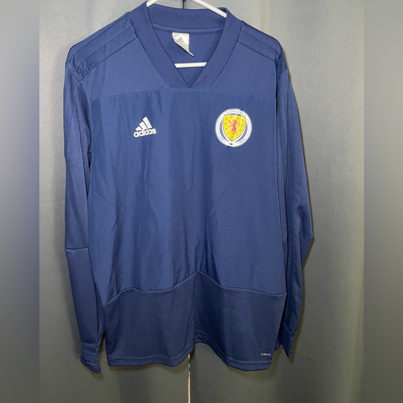 SCOTLAND 2016 2017 FOOTBALL SOCCER SWEATSHIRT ADIDAS sz L MEN NAVY